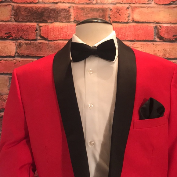 Raphael Red black Tuxedo Coat - Picture 4 of 17
